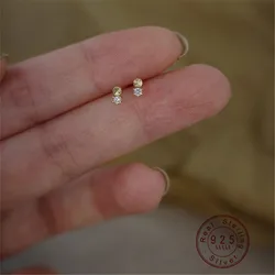 Faceted Zircon Little Bean Stud Earrings S925 Sterling Silver Daily Popular Female Accessories Birthday Gifts All Occasion