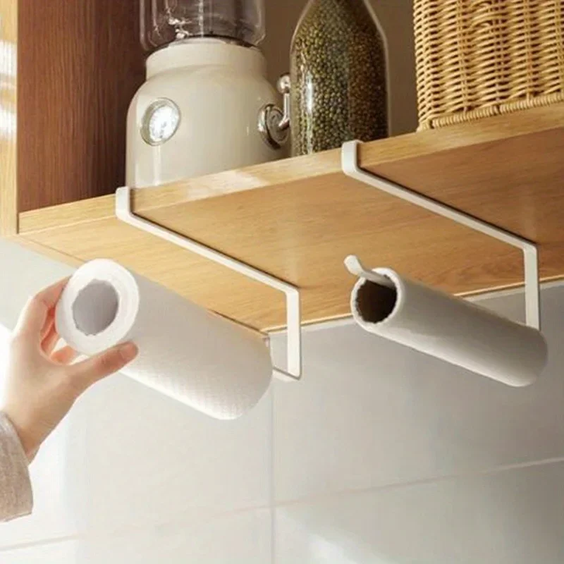 

Kitchen Tissue Rack without Punching Cabinet Iron Roll Paper Rack for Paper, Cling Film and Fabric,Towel Storage Rack