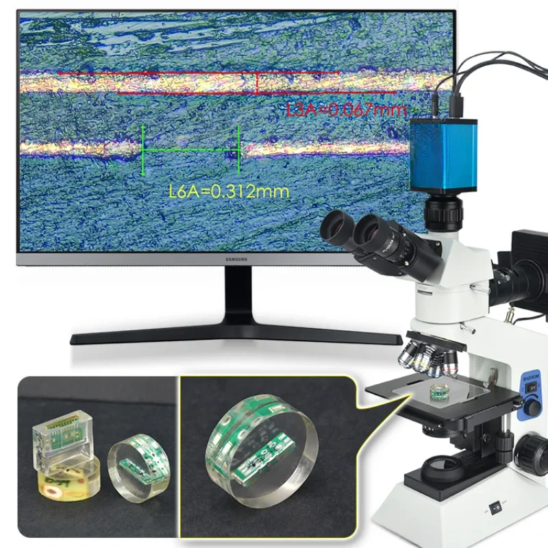 Microscope professional measurement trinocular electronic camera video 1000 times power slice silicon wafer