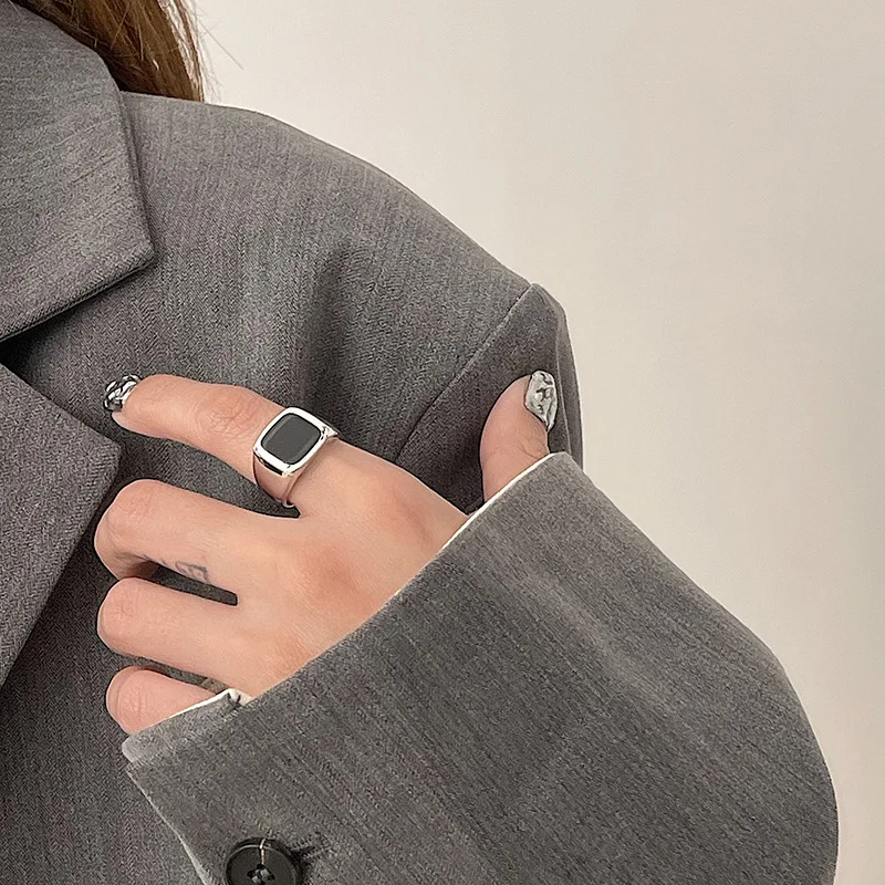 VENTFILLE 925 Sterling Silver Ring for Women Girl Gift Blace Stone Crystal Glaze Retro Punk Open Jewelry Dropship Wholesale - Image 3