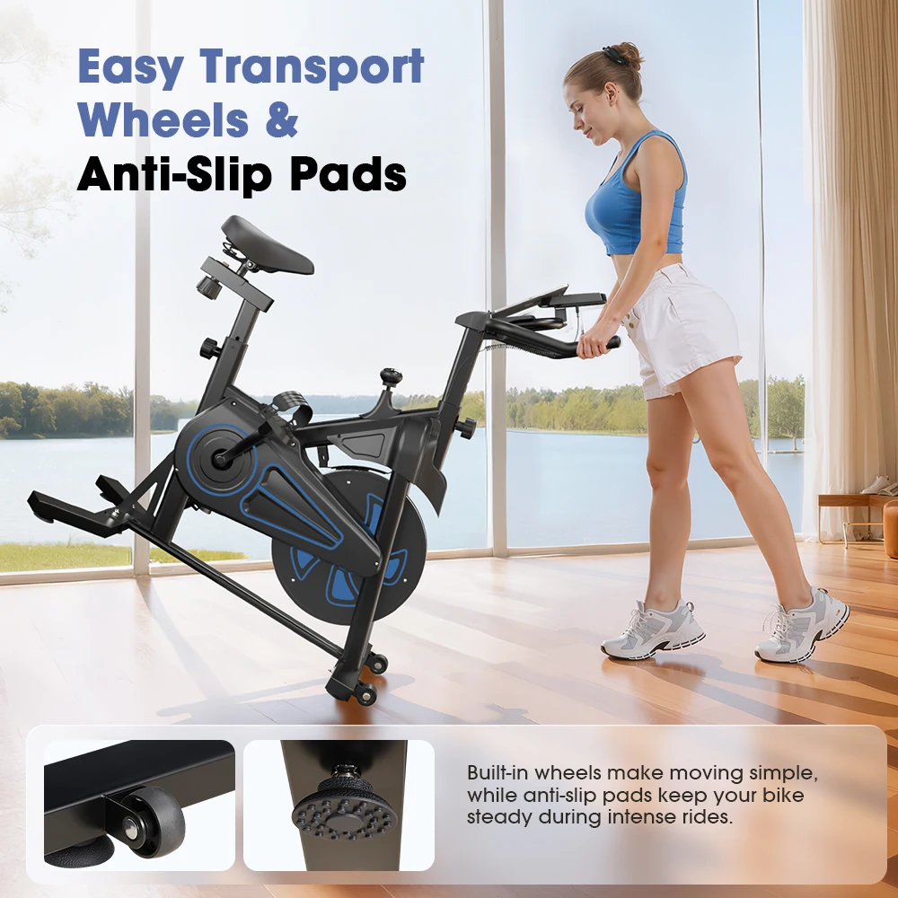 Formill QK116C Indoor-Fahrrad mit Magnetwiderstand, 12KG Schwungrad, 287lbs, 100-Stufen-Widerstand, LCD-Display, Leiser Riemenantrieb, Heim-Cardio – Detail 9