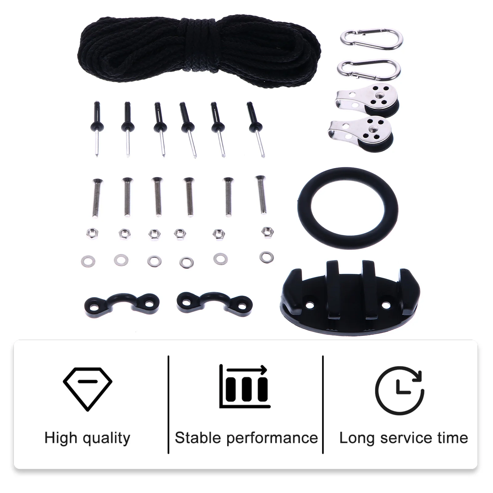 

Elastic Rope Buckle Set Kayak Anchor Trolley Kit Pulley Deck Loop Tie for Canoe Boat Accessories Stabilizer System