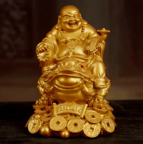 Toad Mido Laughing Buddha Statue Sculpture Luck Wealth Figurines Feng Shui Decor