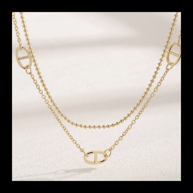 

AliExpress new personalized simple pig nose shape S925 silver long necklace women's summer ins design sense