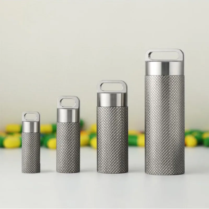 

Portable Waterproof Emergency Titanium alloy Capsule Seal Bottle Outdoor Camping EDC Survival Mini Pill Tank with Necklace