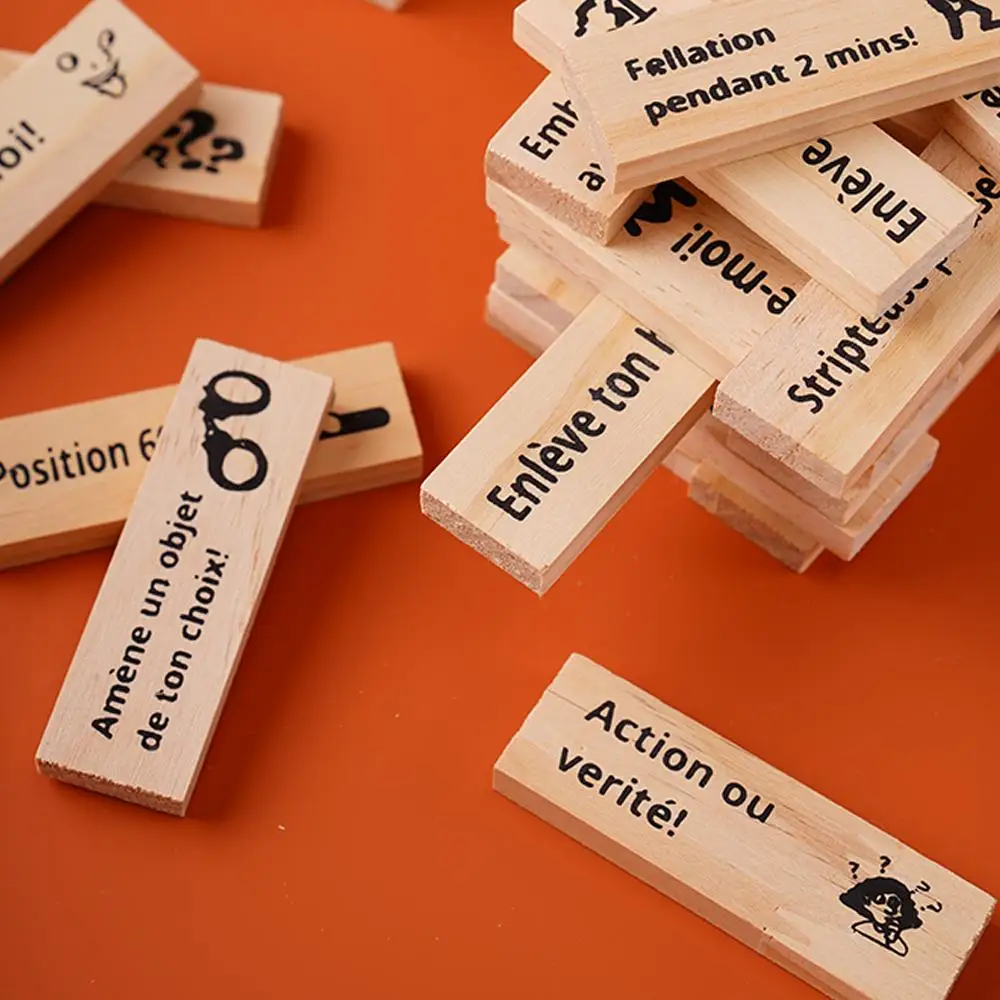 48 قطعة برج كتلة خشبية لعبة مكعبات بناء زوجين تاريخ ليلة الكبار حفلة متعة لعبة الذكرى تاريخ ليلة النرد له لها