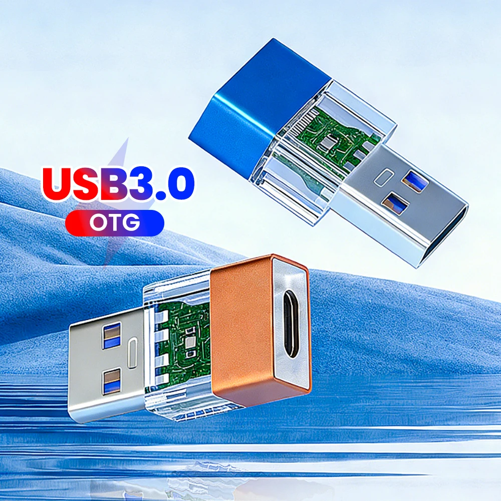 USB 3.0 To Type C OTG Adapter Fast Charging With LED Indicator USB Male To USB C Female Converter For Macbook Laptops Samsung
