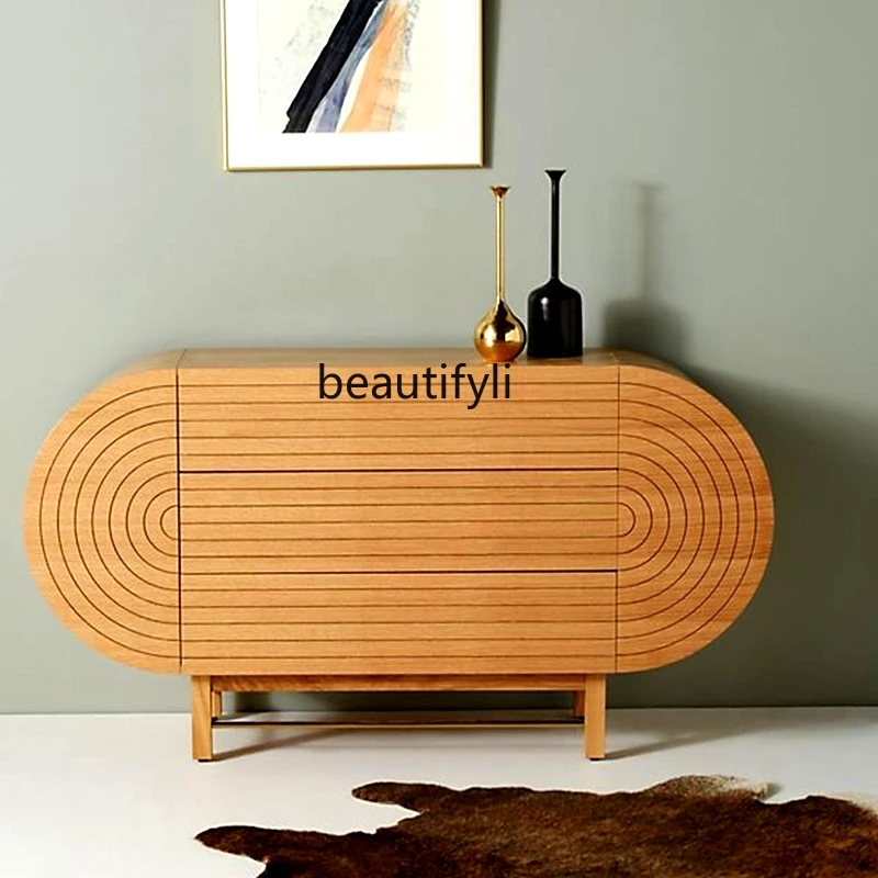 

Medieval entrance cabinet French retro solid wood European simple log TV cabinet Nordic side cabinet customization
