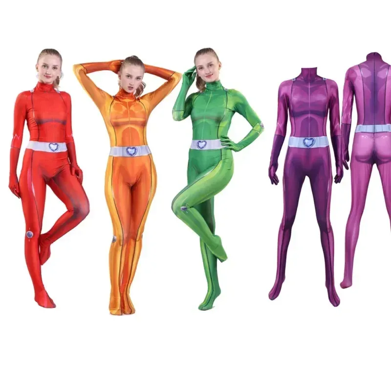 

A Kids Adults Women Girls Totally Spies Cosplay Costume Zentai Clover Ewing Samantha Simpson Alexandra Bodysuit Suit Jumpsuits