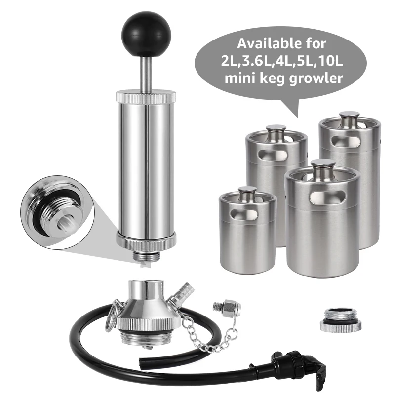 4 Inch Picnic & Beer Party Pump with Mini Keg Tap Head for Homebrew Growler, Simple Kegerator Beer Dispenser Kit,Carbonated Pump