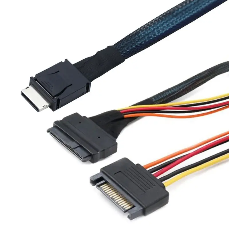 ABRI-3X Gen 4 Oculink SFF-8611 4I To Pcie SFF-8639 U.2 Nvme With SATA 15P Male Power Server Cable