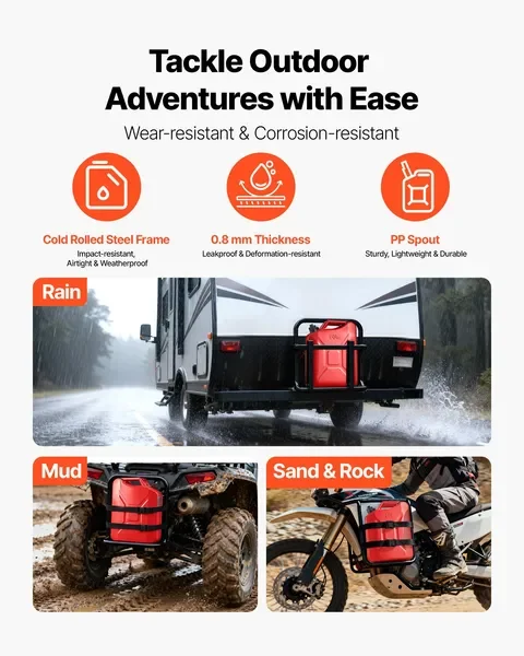 حاوية وقود معدنية سعة 5.3 جالون، باللون الأحمر، مع صنبور ومقبض، 6 لتر/دقيقة، مانعة للتسرب، لسيارة دراجة نارية ATV UTV، عبوتان #5