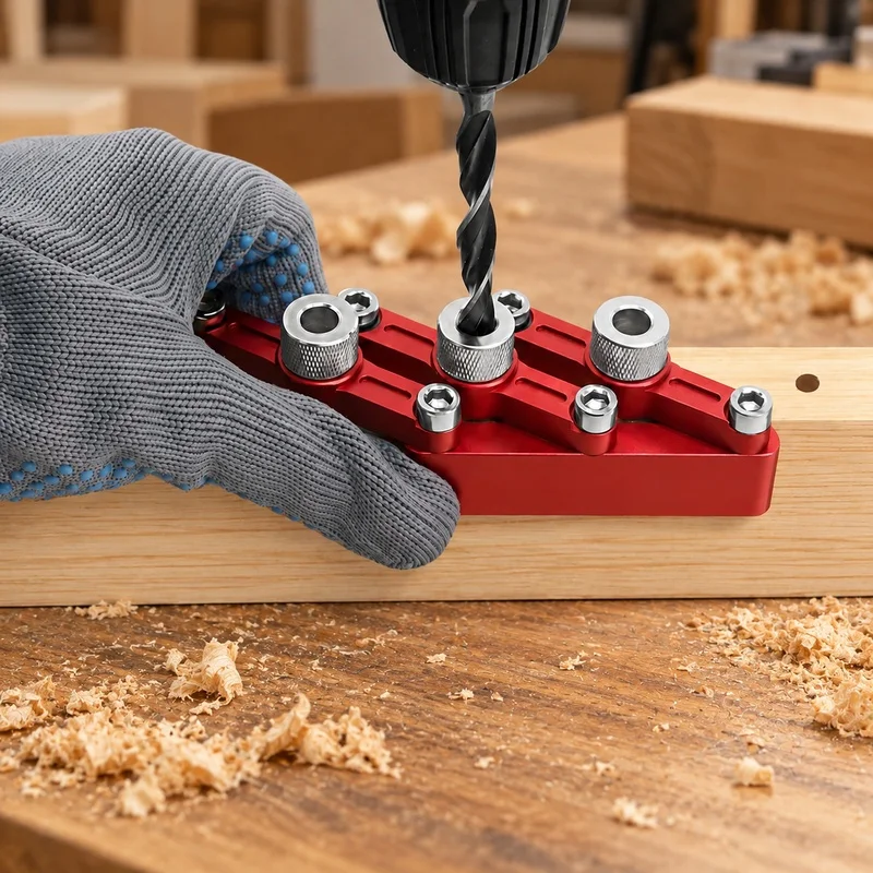Precision Wood Doweling Jig with Self-Aligning Hole Finder and Drill Bushings (3-10mm) for Accurate Joint Assembly