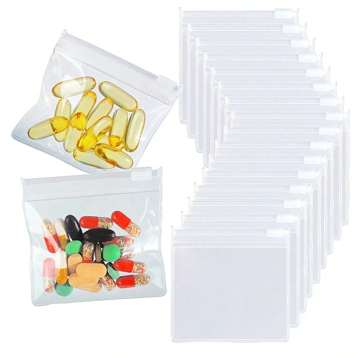 5/10PCS Mini Pill Dispenser Bags Protable Travel Jewel Pouch with Sliding Zipper Self-sealing Waterproof Storage Organization