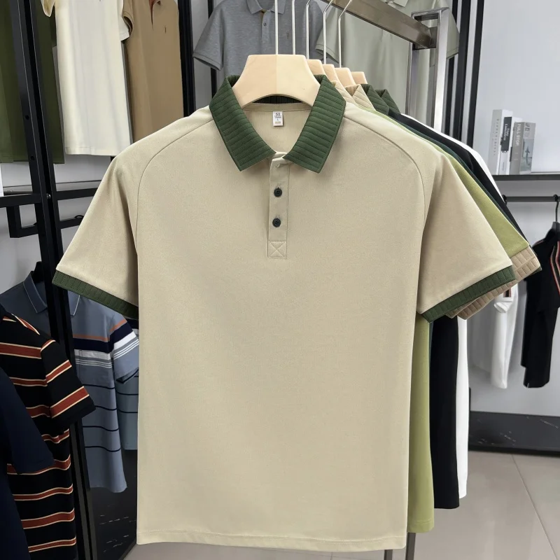 Herren Kurzarm Luxus Qualität Einfarbig Poloshirt Designer Sommer Mode Lässig Atmungsaktiv Revers T-Shirt Top Herrenbekleidung – Detail 5