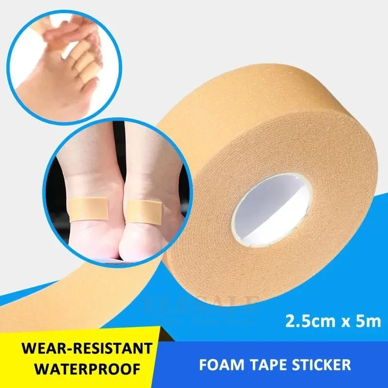 1-Roll 2.5cm*5m Wear-Resistant Elastic Waterproof Foam Tape Bandage Sticker Wound Dressing Sports Sprain Treatment First Aid Kit