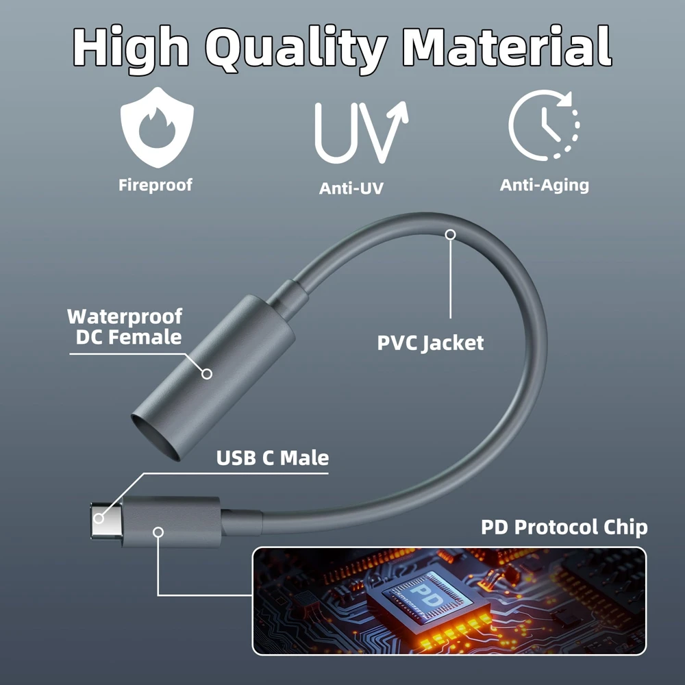 Para Starlink Mini USB C a DC adaptador Cable de alimentación 65W PD línea de conversión Plug and Play para Starlink Mini Accesorios