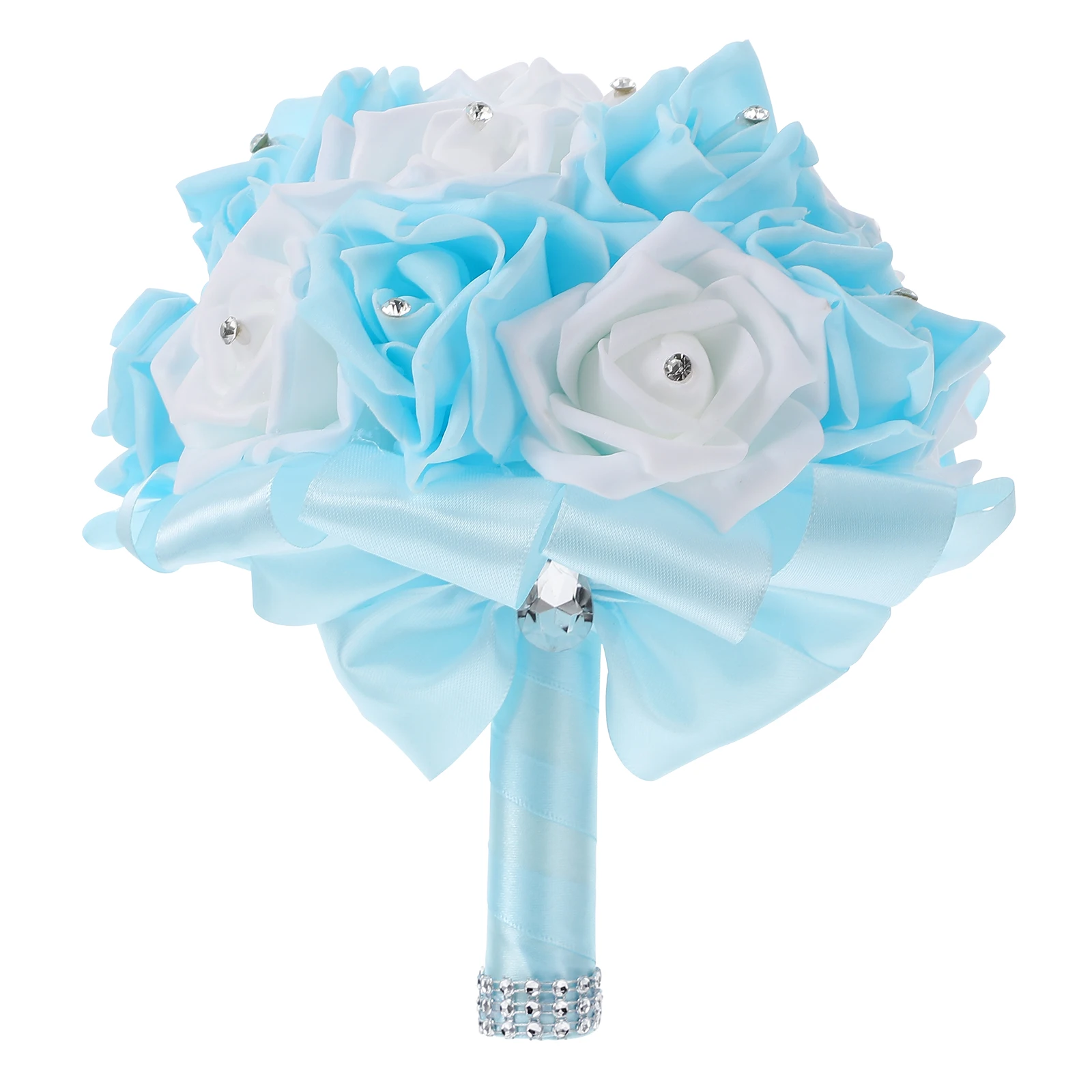 

Rhinestone Bridal Blue Crystal Small Bouquet For Wedding Water Drill Artificial Flower for Wedding Bridesmaid Holding