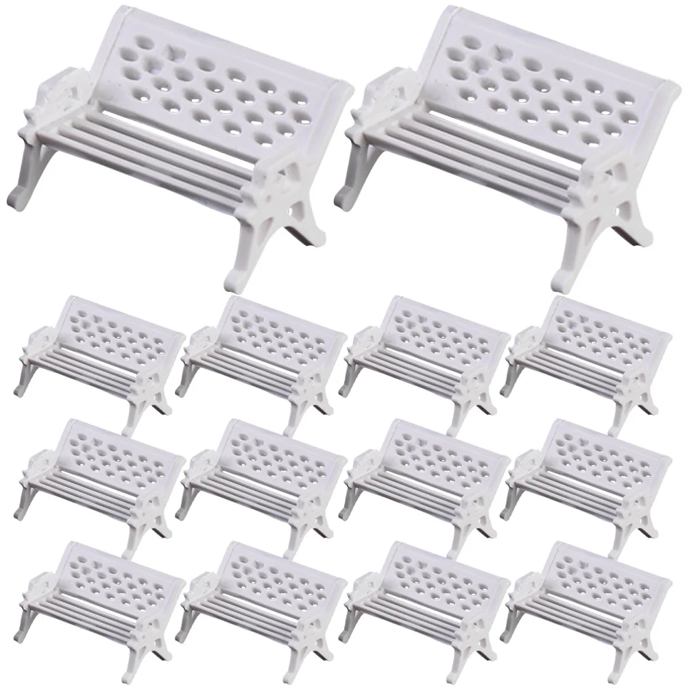 

15 Pcs Baby Toys Park Chair Decoration Miniature Furniture Model House Bench Ornament Decorations Miniatures White