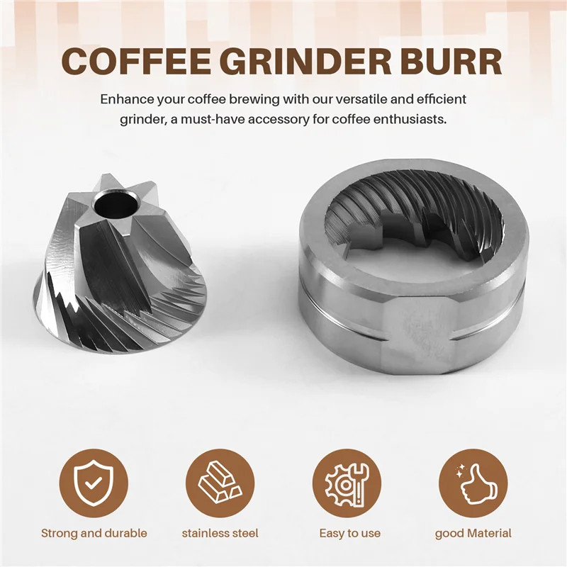 B59B-Espresso Enthusiast’S Choice: 38Mm Conical Burrs For Precision Manual Coffee Grinding