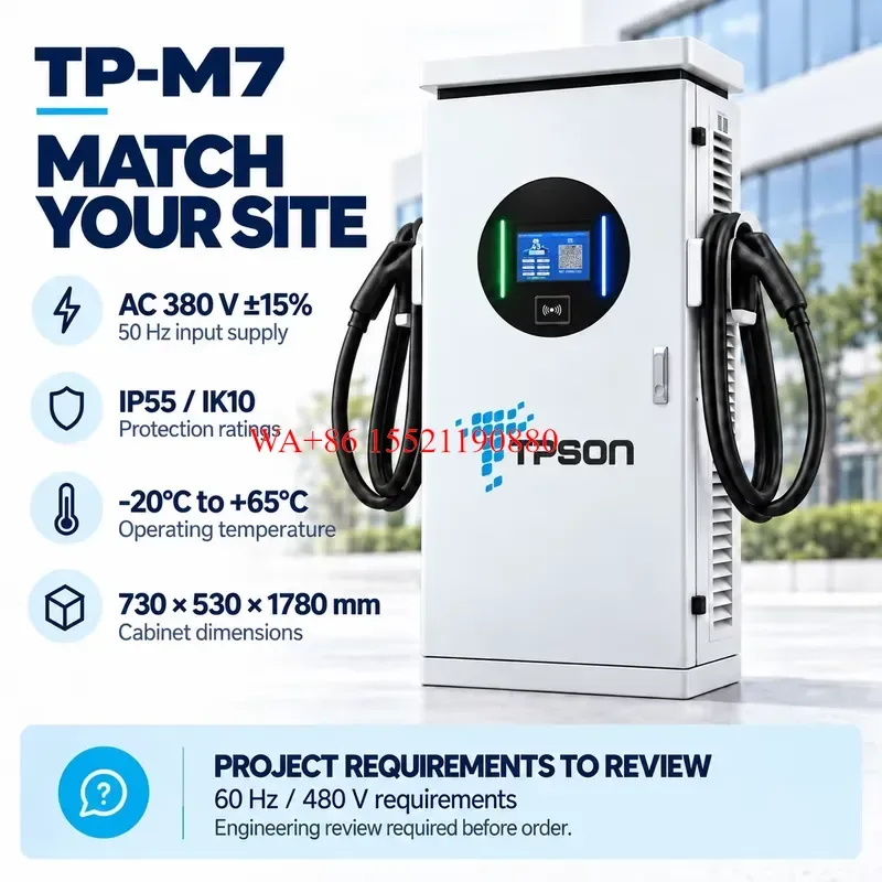 WMWMNU for TPSON TP-M7 Series Floor DC Fast EV Charging Station 120-240kW IP55 IK10 7 Inch Touch Screen Multi Standard GB/T