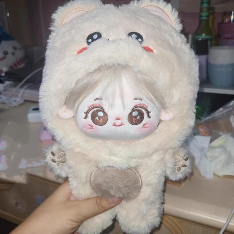 لعبة قطيفة بذلة ملابس دمى سلسلة حيوانات لطيفة بقلنسوة من فراء الأرانب ملابس شتوية دمية قطنية هدية بديلة