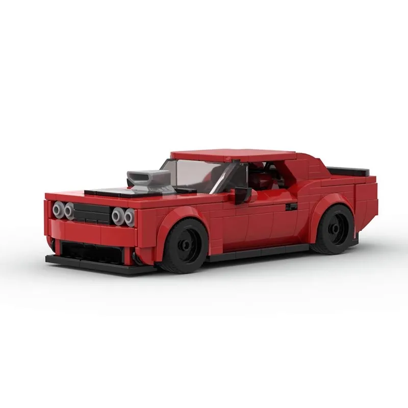 MOC Muscle Car Speed Champions Dodge Ram 1500 TRX With Vehicle Trailer Dodge Challenger Technical Truck Building Blocks Kid Toys