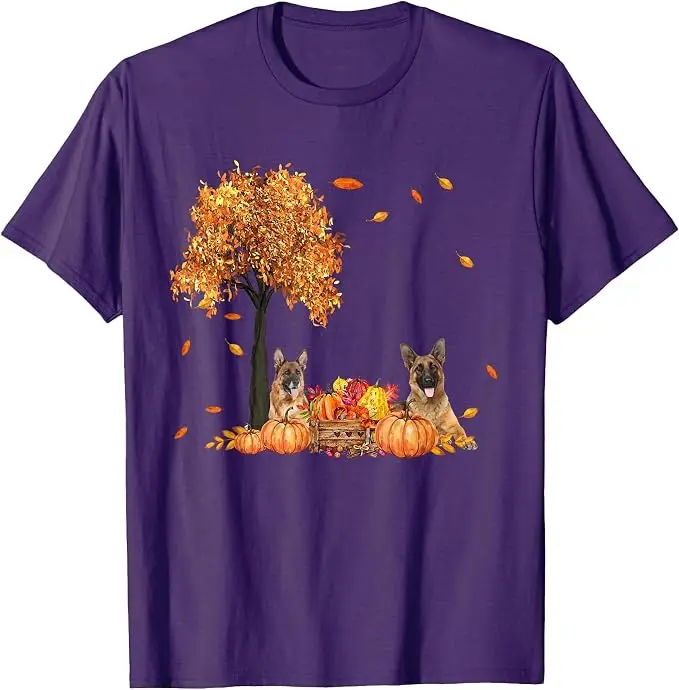 Deutscher Schäferhund Herbstblatt Herbst Hund Thanksgiving Halloween T-Shirt Y2k Hundeliebhaber Ästhetische Kleidung Neuheit Geschenk Weiches Baumwoll-T-Shirt – Detail 19