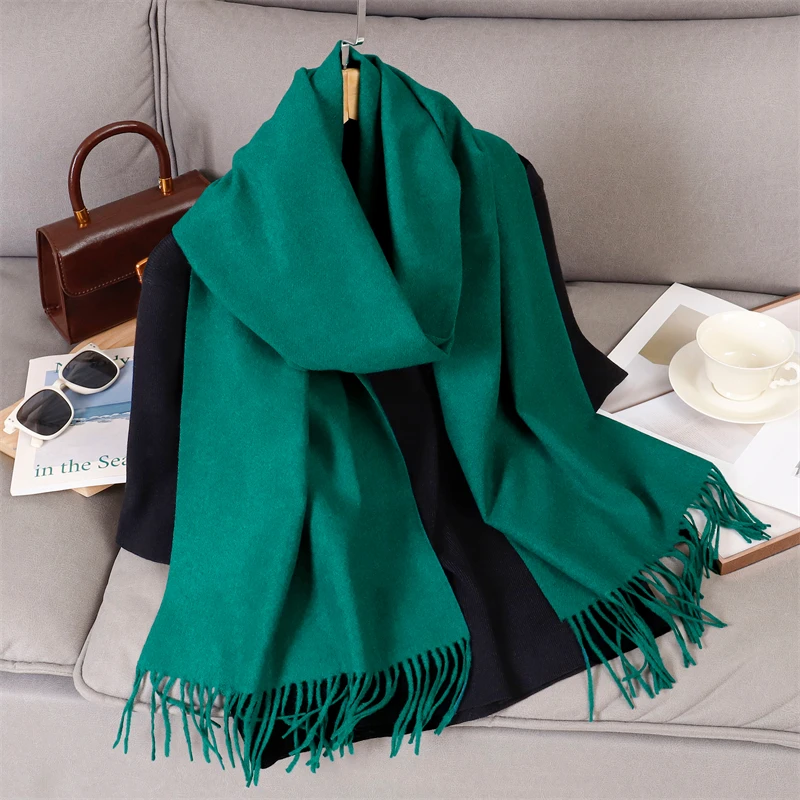 

2025 зимний шерстяной шарф для женщин, длинные теплые кашемировые шарфы, хиджаб, однотонная женская шаль, женская бандана из пашмины, шарфы на голову, новинка