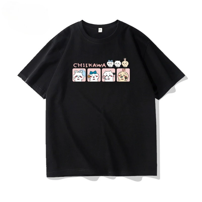 Chiikawa T-Shirt mit lustigem Gesichtsausdruck, für Männer und Frauen, Paar, O-Ausschnitt, locker, lässig, Sommer, Kurzarm, Streetwear, Alltagsgeschenk, Oberteil – Detail 6