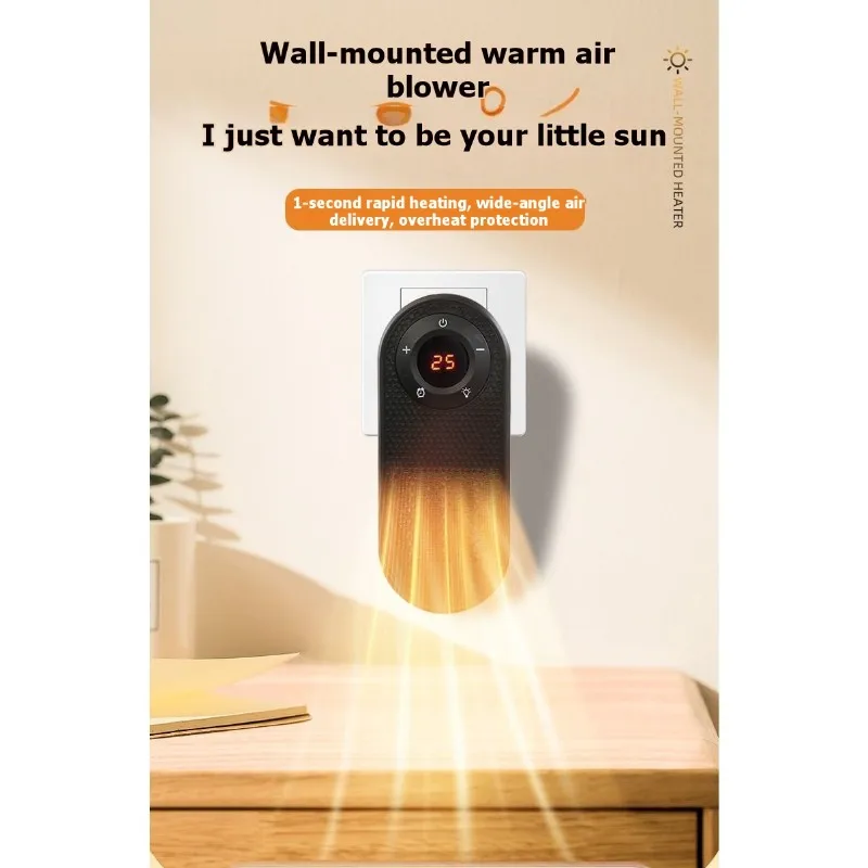 【PARTY】For Mini Electric Heater With Colorful Lights, Small Wall-Mounted Design- Ideal For Office Desks, Home Use EU Plug Includ