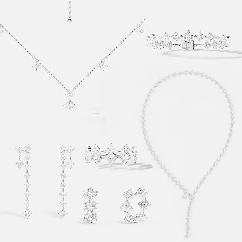 

2025 New 925 Silver High-Quality Snowflake Earrings, Necklaces, Rings And Bracelets Are Designed By Women's Luxury Designers