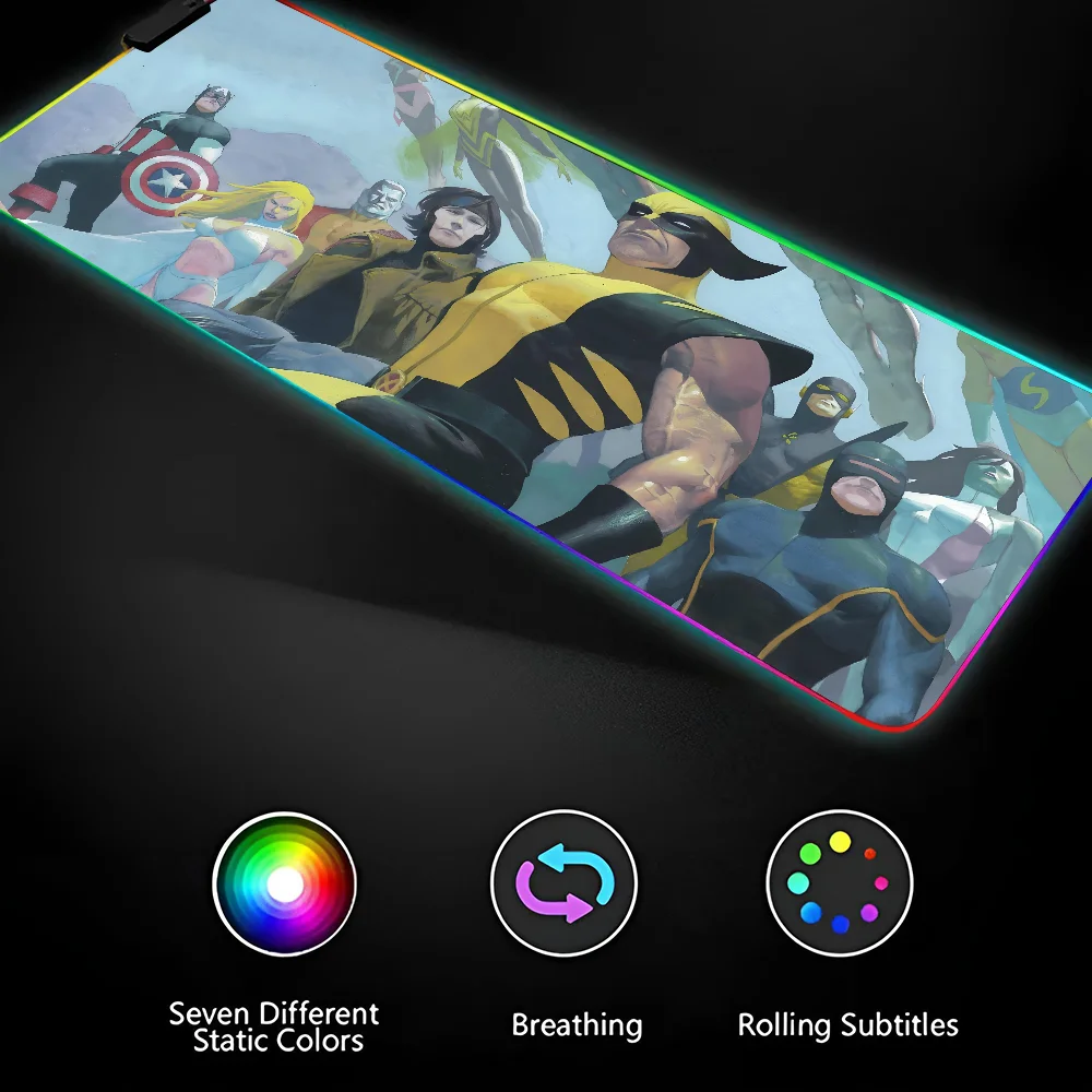 Movie Star Wolverine Mousepad XXL RGB Gaming Mouse pad HD Black Gamer accessori Large LED