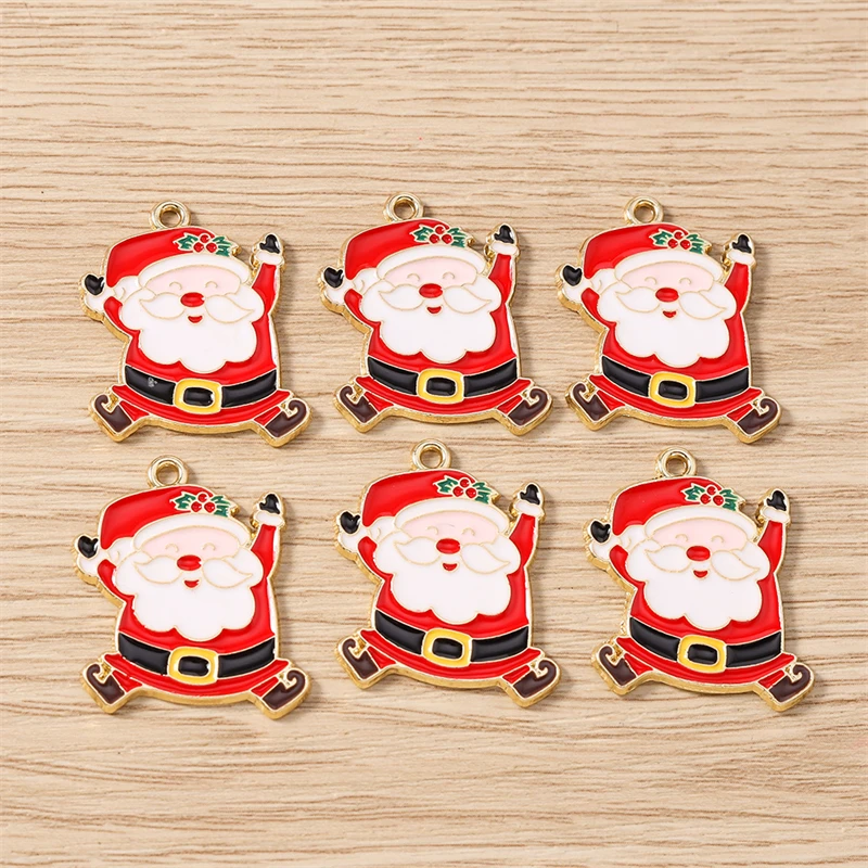 10 Stück gemischte, niedliche Emaille-Anhänger in Form von Weihnachtsbäumen, Schneeflocken und Weihnachtsmann für die Schmuckherstellung, Halsketten, Ohrringe, DIY-Bastelarbeiten und als Geschenk. – Detail 5