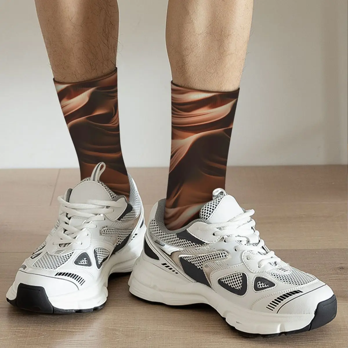 Rich Chocolate Swirls Of Fudge Abstract Art Stockings Men Socks Retro Socks Spring Climbing Anti Bacterial Socks Birthday Gift