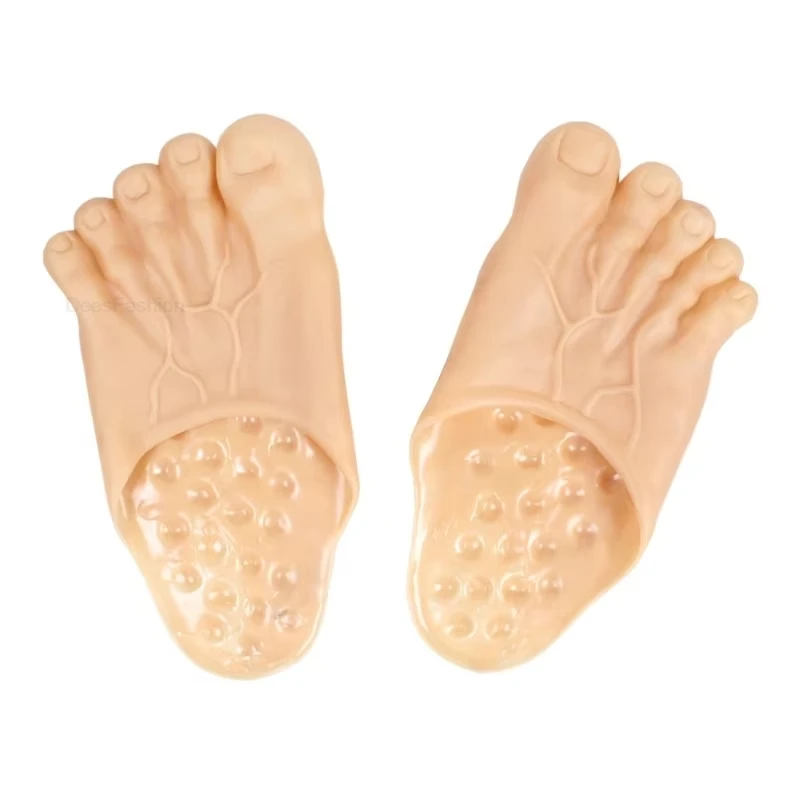 PVC Funny Bare Feet Slippers Bigfoot Shoes Toe Slides Flats Party Funny Sandals Scary for Adult Halloween Costume Accessories