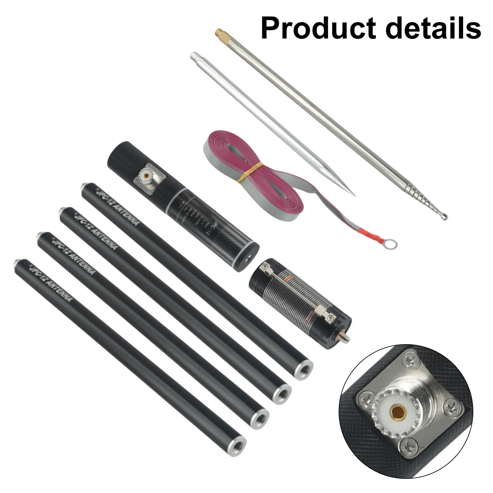 Practical Shortwave Portable 100W 8-Band 7MHz-50MHz Aluminum Alloy Base Black Aluminum GP Antenna HF Portable JPC-12