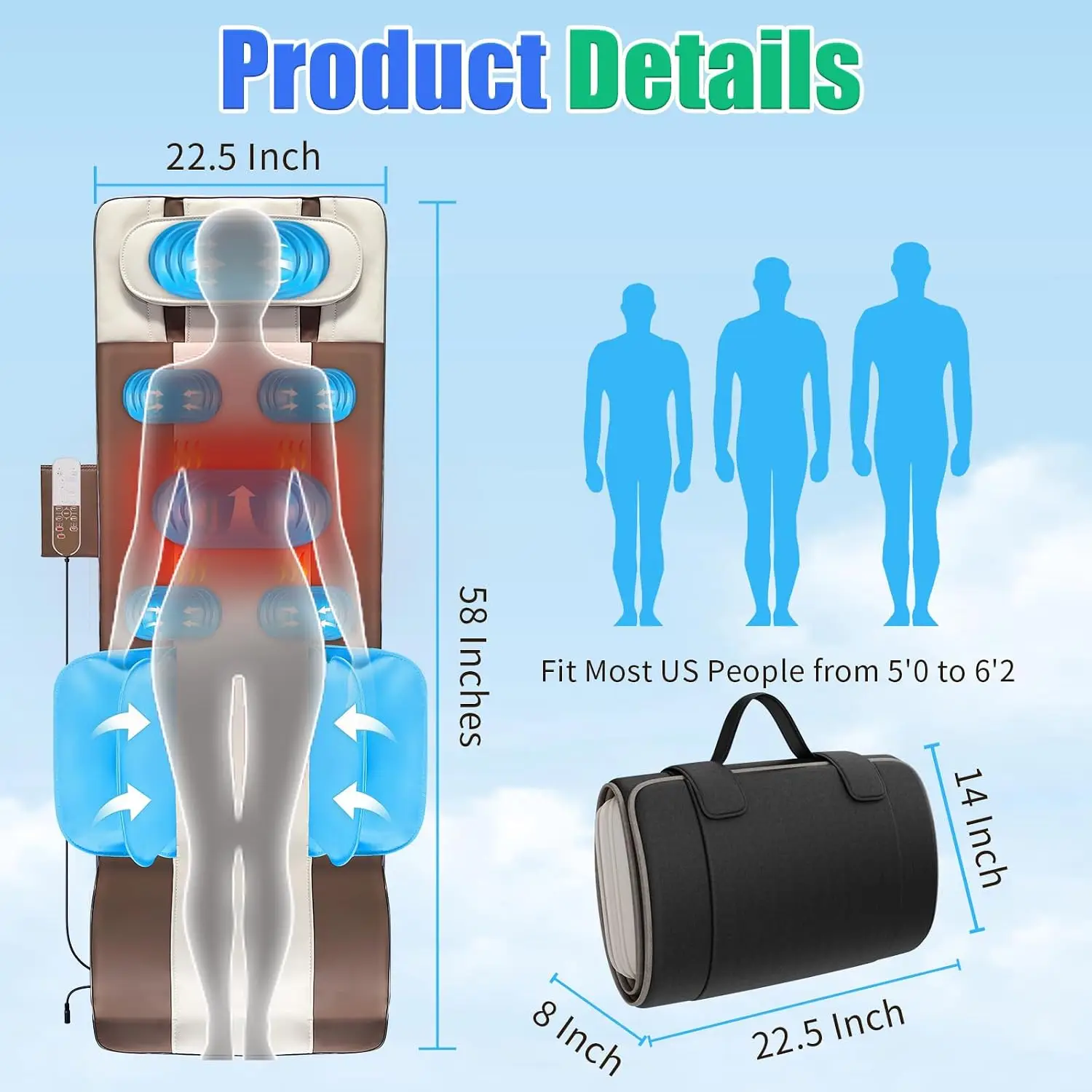 Foldable Heated Traction Massage Mat For Full Body Stretch Twist Curve Lumbar Therapy