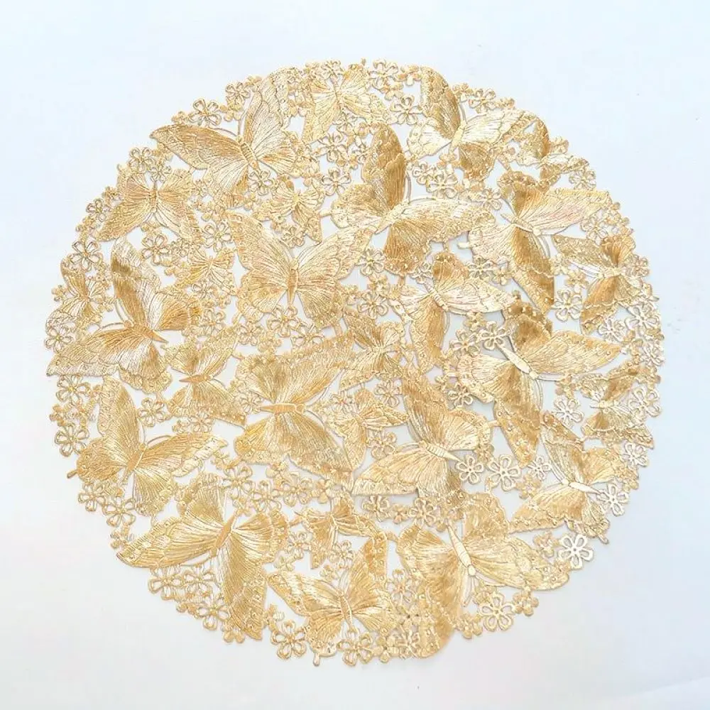 Modern Butterfly Lace Placemat Nordic Style Round Table Pad Waterproof Oilproof Protective Dining Room Decoration