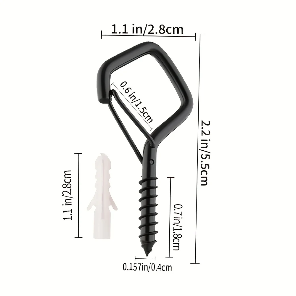 17pcs Of Black Heavy-duty Q-type Hooks - Screw String Light Hooks, Screw Hooks Used for Hanging Plant LED Party Lights