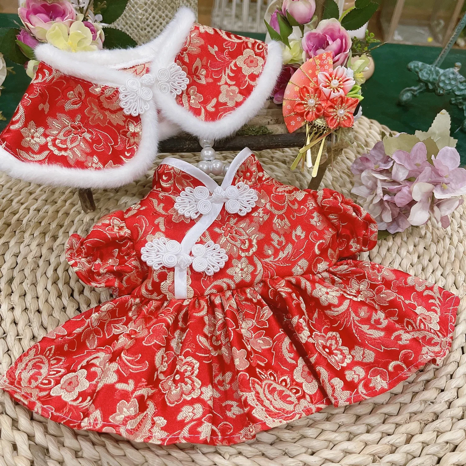 

20 см хлопковая кукольная одежда 10 см 40 см кукольное платье, новогодний костюм красного цвета