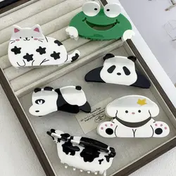 Creative Cute Animal Claw Clip Cat Panda Cow Rabbit Acetic Acid Shark Clip Women Hair Crab Clip Headwear