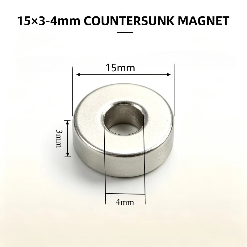 15x3‑4 mm Small Round Disc Countersunk Neodymium Magnet 15*3‑4 mm 4mm Hole Permanent NdFeB Magnet for Fridge Industrial Use