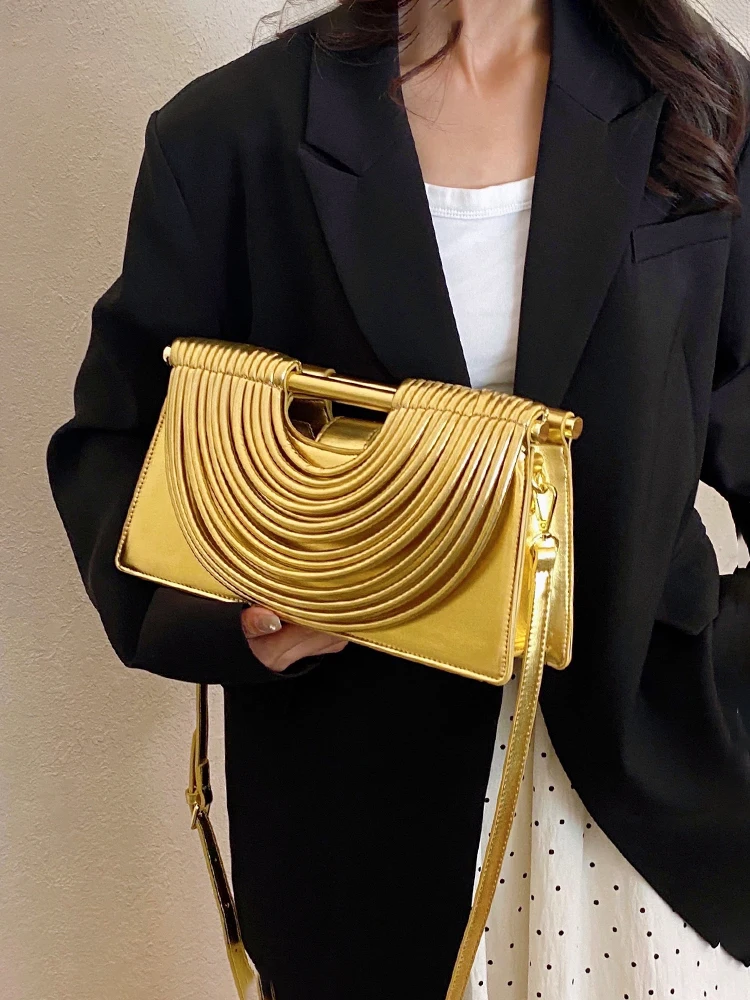 

Плиссированные дизайнерские сумки через плечо из искусственной кожи, высококачественная женская квадратная вечерняя сумка, модная универсальная сумка на плечо