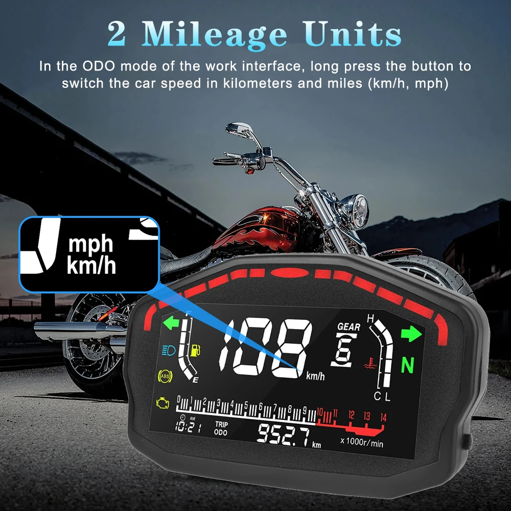 2/4 Cylinder Moto Refit Retro LCD Odometer Motorcycle Digital Speedometer LED Tachometer Indicator Universal Scooter ATV Meter