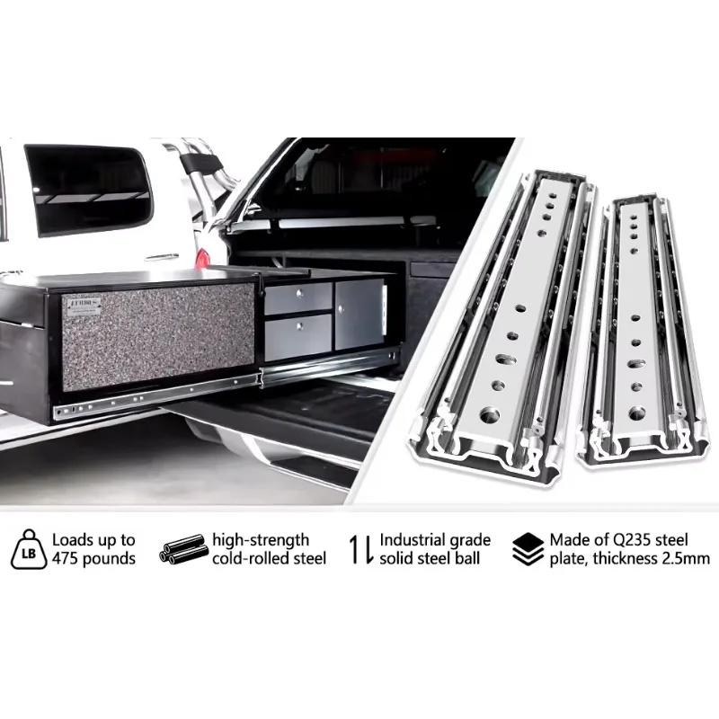 9301 Heavy Duty Ball Bearing Drawer Slide 76mm Three Full-spread Rails Off-road Vehicle Extension RV Parts Accessories view 3