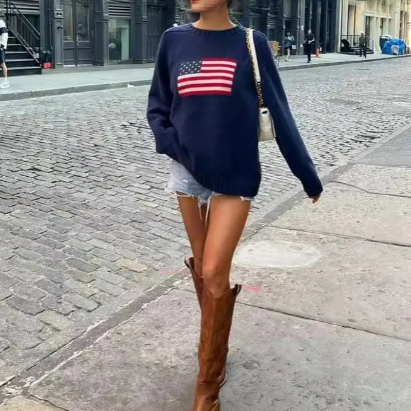 Retro British-Style Women's Knitted Sweater