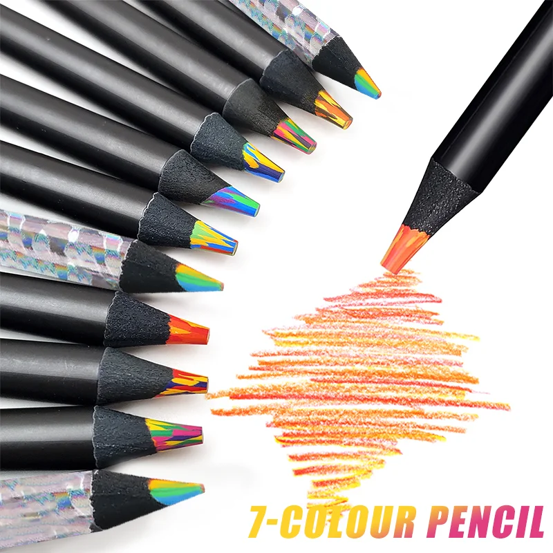 12Pcs Rainbow Pencil Kawaii Painting Pencil Set Multicolored  Concentric Gradient Crayons Gift For Kids Shcool Stationery