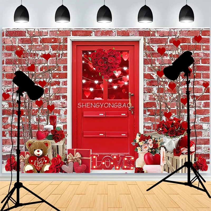 

Pink Romantic Valentine's Day Photography Backdrops Prop Rose Flowers Sweet Heart Cupid Party Photo Studio Background VS-02