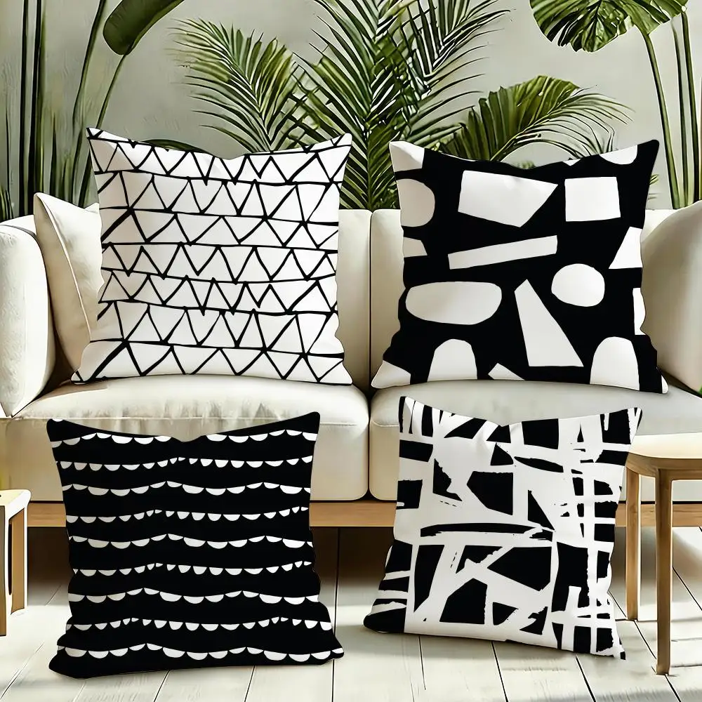 Simple abstract modern style Cushion Cover Reversible Plush Pillow Cover Soft Fluffy  Home Decor for Sofa Bedroom